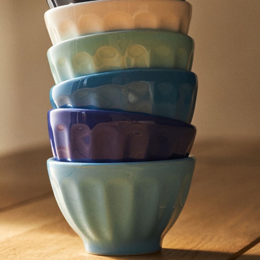 Latte Stone Nut Bowls Assorted Set Of Six: Amélie Edition Ocean Blues